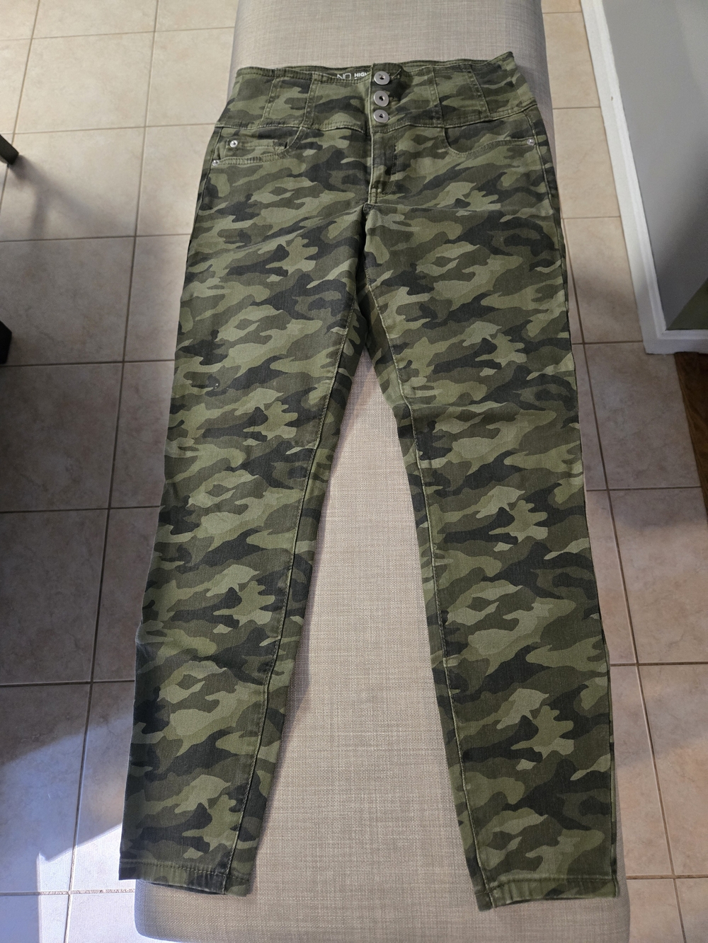 NOBO Olive Green Camouflage Skinny Jeans